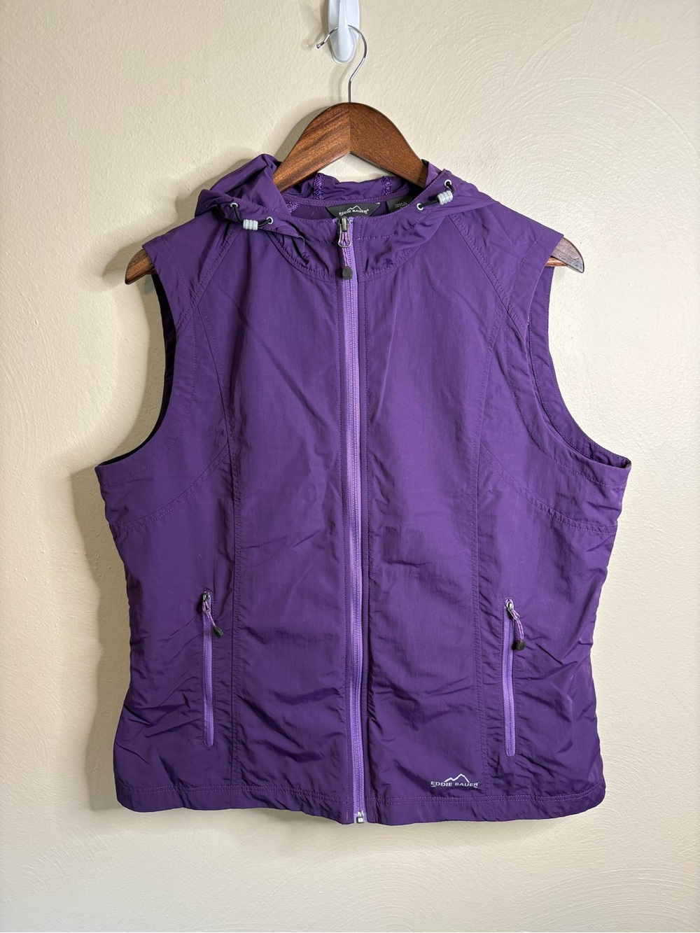 Eddie Bauer Travex Purple Hooded Vest‎ XL Hiking Travel Gorpcore Utility Outdoor
